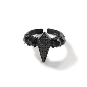 Nouvelle bague de panthère noire en alliage clouté de diamant pour hommes ouverture exagérée bague réglable accessoire vintage - Product Image 2