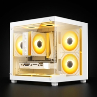 Boîtier PC de bureau Mini Micro ATX transfrontalier, entièrement transparent en verre, pour jeux, avec refroidissement liquide, USB 3.0, vertical
