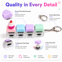 Porte-clés mécanique anti-stress en PVC OEM personnalisé, motif clavier, thème alimentaire/dessert, mini, mignon, pastel