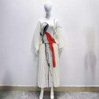 Robes maxi tendance Miyake pour femmes 2024, robes longues décontractées à imprimé floral, ensemble plissé en deux pièces