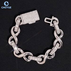 Hip Hop 925 Silver Moissanite Chain <b>Bracelet</b> Rhodium Plated Baguette Cut <b>Infinity</b> Style Link Unisex Luxury Everyday Wear - Product Image 6
