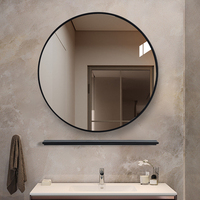 Miroir mural personnalisé de luxe pour décoration de maison et d'hôtel, cadre rond en métal suspendu noir or argent en aluminium cuivre style nordique