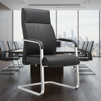 Chaise de bureau ergonomique moderne en cuir PU avec accoudoirs fixes et appui-tête, empilable, pour la maison, le bureau, le salon, les réunions, les ateliers