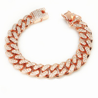 Collier chaîne cubaine plaqué or 18 carats 12 mm, style hip-hop, pour homme, avec maillons cubains épais et sertis de pierres, bijou tendance