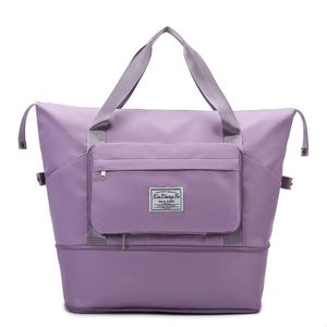 Sac de rangement grande capacité, sac de sport et de fitness portable, imperméable, pliable, double couche, sac de voyage avec séparation sec/humide - Product Image 5
