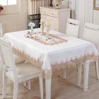 Nappe rectangulaire et carrée en dentelle blanche ivoire beige brodée, jacquard, fleurs décoratives, nappe de table pour mariage et fête