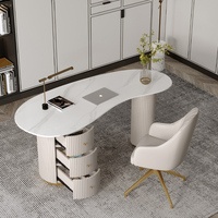 Mobilier de maison de luxe Table de bureau Ordinateur moderne Salon d'écriture Réception Table de travail blanche avec dessus en marbre