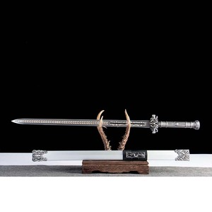 Handmade Vintage Chinese Han <b>Sword</b>, Antique <b>Silver</b> Embossed Fittings, White Patterned Scabbard, Collectible Ornament - Product Image 4