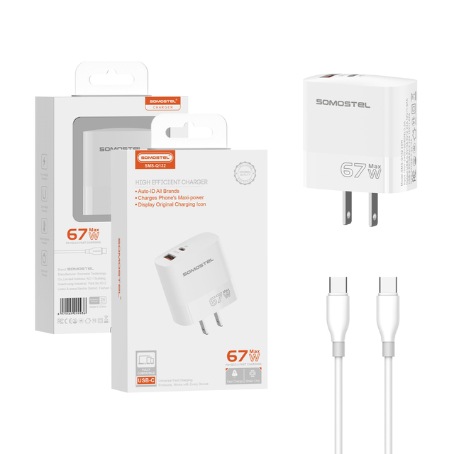 [Somostel Charger]Q132 Factory Direct 65W USB+TypeC Fast Charger Compatible with All Quick Charge Protocols OEM Wholesale