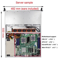 Boîtier/châssis de serveur NAS 1U pour montage en rack avec 4 baies de disques SATA/SAS remplaçables à chaud, connecteur MiniSAS/SATA