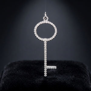 Cubic Zirconia Rhodium-Plated Brass Classic Luxury High Quality Customized Packing Pendant Necklaces for Men Women Studded <b>Key</b> - Product Image 2