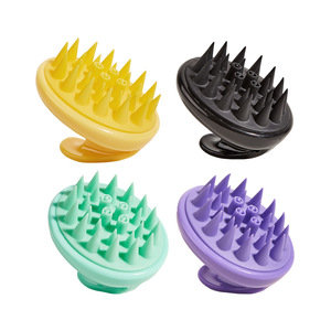 Scalp <b>Massage</b> Hair Brush Plastic <b>Massage</b> <b>Tool</b> For <b>Head</b> Relief And Relaxation Yellow Purple Green Black - Product Image 5