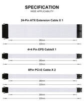 Kabel Ekstensi Power Supply Berkualitas Tinggi 18AWG 24Pin 4+4p CPU 6+2Pin GPU Berlapis Kain 1 Set Isi 4 Buah