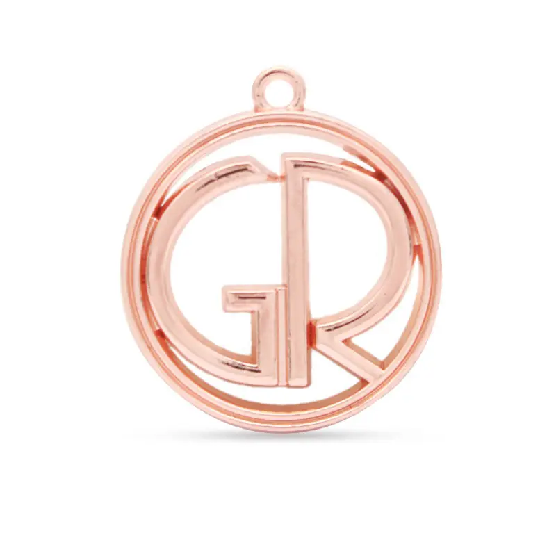Rose Gold round metal tag with custom logo for jewelry