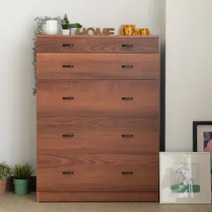 Espacioso espacio de almacenamiento Color nogal Unidad organizadora de cofre de 5 cajones para muebles de dormitorio-Fabricante al por mayor - Product Image 3