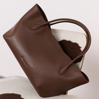 Bolso de Mano de Diseñador Personalizado, Estilo Retro Marrón, de Lujo, Forro de Nailon, Material de Cuero, Tamaño Grande, Popular