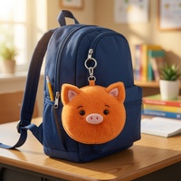 Porte-monnaie en peluche cochon orange Kawaii, pochette mignonne et moelleuse en forme de tête de cochon avec dragonne, porte-clés en peluche doux, breloque de sac, cadeau personnalisé