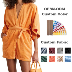 Organic Bamboo Cotton Blend Terry Robe Bamboo Kimono Robe Eco Cloth Robe <strong>Dressing</strong> <strong>Gown</strong> Short Sleeve Terry Cotton Bath <strong>Towel</strong> - Product Image 1