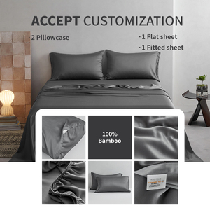 Tre tấm ga trải giường <span class=keywords><strong>Set</strong></span> Hot Bán Oeko-Tex 100% tre tấm ga trải giường biểu tượng tùy chỉnh và Kích thước bộ đồ giường tre đặt thân thiện với môi vua - Product Image 6