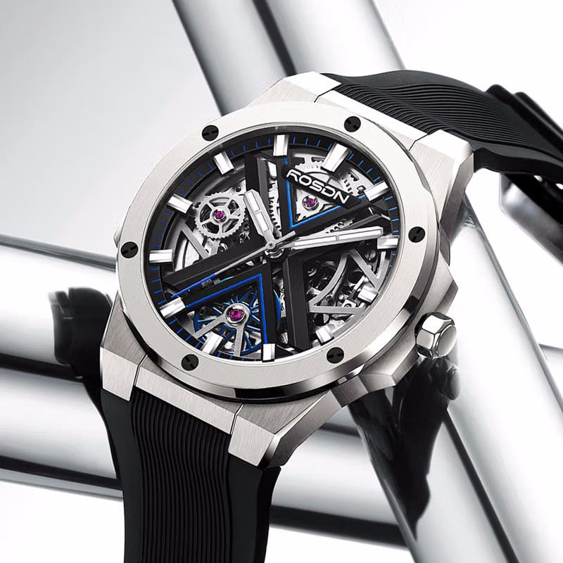 ROSDN Skeleton Wrist Watches Luxury Silicone Belt Design