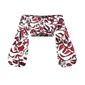 Ensemble de mode féminine africaine à imprimé numérique pop 2023 avec jupe fendue, haut à col en V, épaules dénudées, manches bouffantes - Product Image 4