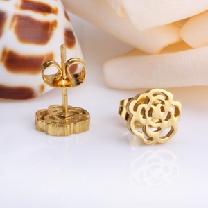 Boucles d'oreilles en acier inoxydable plaqué or 18 carats, hypoallergéniques, prix de gros pour enfants et femmes - Product Image 5