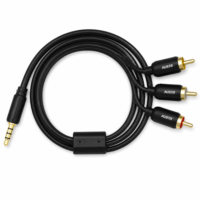 High Quality Male Male 3.5mm 3RCA AV Cable PVC Jacket ROHS CE for 1 Year Warranty for Car HDTV DVD Players Stereo Systems