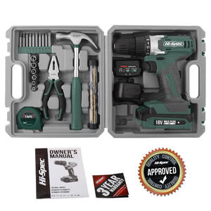 สว่านไร้สาย Hi-Spec 18V แบบด้ามจับปืน หัวจับดอกสว่านแบบไม่ใช้กุญแจ มอเตอร์แบบมีแปรงถ่าน เครื่องมือไฟฟ้าระดับมืออาชีพ สำหรับใช้ในบ้าน - Product Image 2