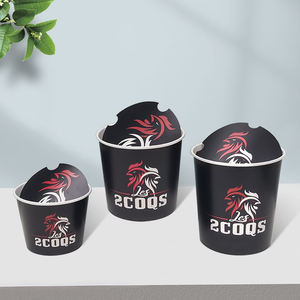 Cubos de Papel Desechables Personalizados para Alitas de Pollo Frito de 3 Litros y 130 oz con Tapa - Product Image 3