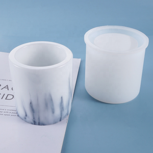 Diy Round Silicone Candle Holder Mold Storage Resin Pen Holder Pot Silicon Mold For Cement Pot