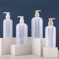 T0906-G SHUNXU vente en gros bouteille en plastique paquet cosmétique Transparent givré 300/500ml shampooing bouteille de pulvérisation de cheveux