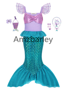Ventas calientes Chica Princesa Vestido Niños <span class=keywords><strong>Sirenita</strong></span> Fiesta de Halloween Cosplay Disfraces Niños Anime Disfraces - Product Image 3