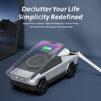 Nouvelle conception 2026, station de charge sans fil 3 en 1, chargeur sans fil Cybertruck 15 watts pour iPhone