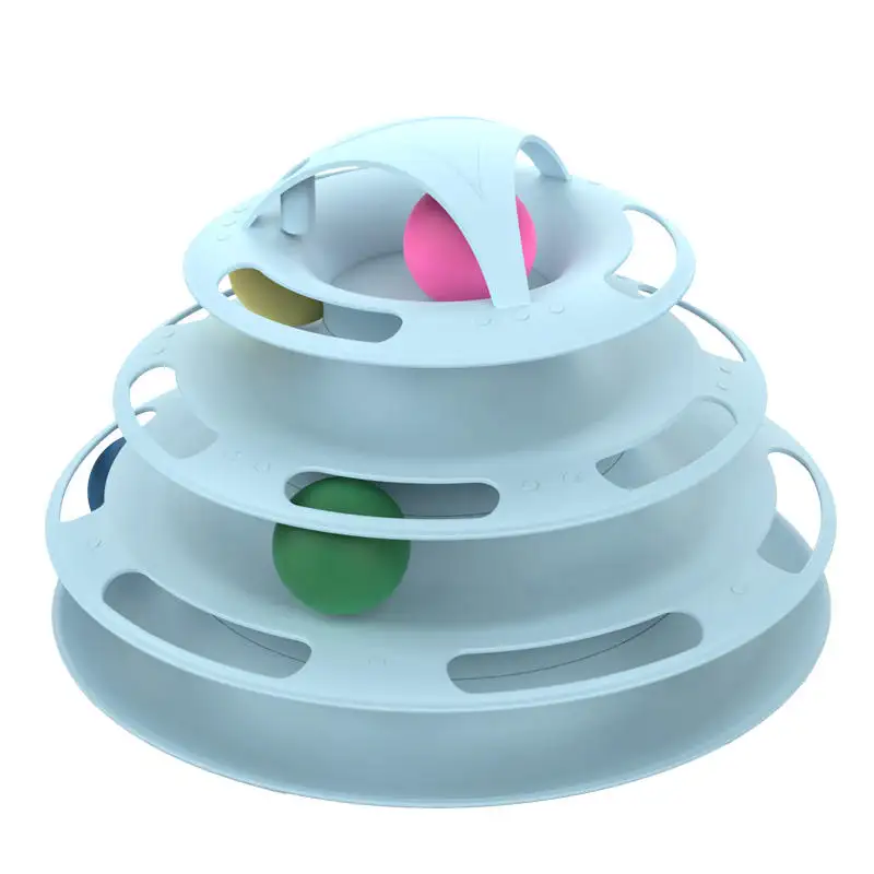 Sevimli Modern ürünler topu interaktif döndür plastik 4 katmanlar kapalı kedi köpek ve kedi için evcil hayvan topu Disk kedi oyuncak