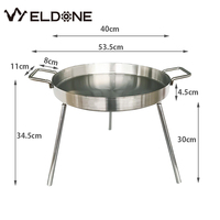 Wajan Penggorengan Stainless Steel dengan 3 Kaki dan 2 Pegangan, Wajan untuk Memasak di Luar Ruangan, Piknik, dengan Kayu Bakar, Arang, atau Gas
