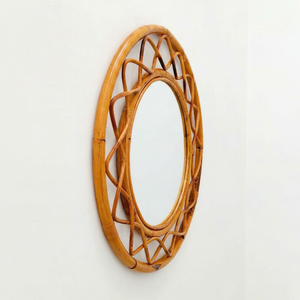 Vintage Style Rattan Wall <b>Mirror</b> Natural Bamboo Cane Decorative <b>Mirror</b> for Boho Home Interiors Decorative <b>Mirror</b> - Product Image 1
