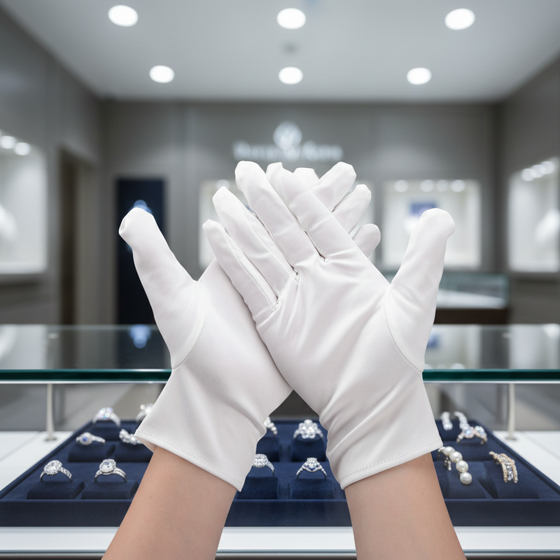 White Microfiber Glove Dust Fingerprint Proof