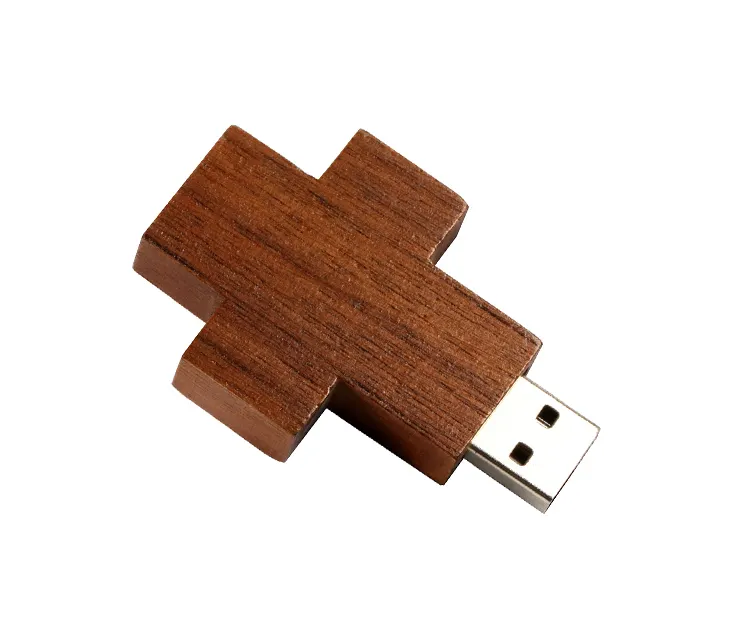 Original Memory 32GB 64GB usb flash drive Pen drive 128GB wooden cross usb Stick 3.0 with logo printing