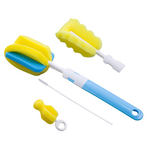 Ensemble de brosses à biberons avec tête en éponge, manche long, nettoyeur de tétines pour le nettoyage des biberons pour bébés - Product Image 1