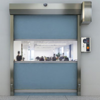 Directo de fábrica, venta al por mayor, diseño automático de sala limpia, marco de puerta de aluminio sin polvo, puerta enrollable de Panel de PVC