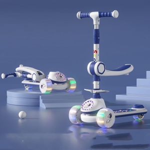 3 in 1 per bambini Outdoor Fitness Scooter Push Rod giocattolo di plastica con ruota PU pieghevole Skateboard per i bambini - Product Image 3