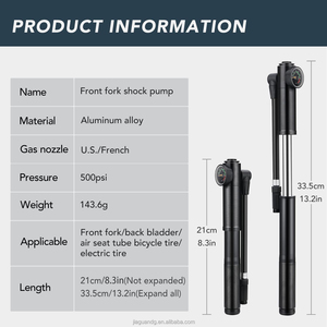 उच्च वायु दबाव नली एयर पंप बाइक एल्यूमीनियम साइकिल इंपेटर 300pi दबाव गेज बाइक टायर पंप - Product Image 3