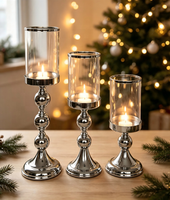 Hurricane Kerzenhalter, Eleganter Hoher Stabkerzenständer, Optional Säulenkerze, Maßgefertigte Größe & Oberfläche für Hochzeitstisch Heim-Deko