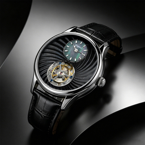 Montre mécanique tourbillon pour homme avec cadran unique, en acier inoxydable 316, verre saphir, bracelet en cuir véritable, montre-bracelet décontractée et élégante - Product Image 1