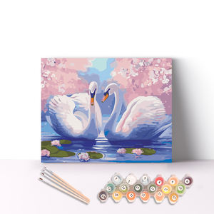 Gran oferta, <span class=keywords><strong>pintura</strong></span> al óleo de animales personalizada, <span class=keywords><strong>pintura</strong></span> DIY para colorear, cisnes, lienzo, obra de arte, imagen por números - Product Image 1