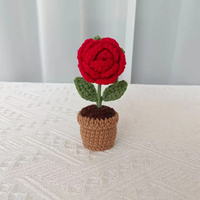 Vente flash - Mini pots de fleurs créatifs faits à la main - Roses et tulipes - Fleurs au crochet - Cadeaux de Noël et de la Saint-Valentin