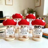 Poupée Champignon Tricotée à la Main, Adorable Décoration de Bureau en Fil Crocheté Style Art Déco, Excellent Cadeau pour Pâques et Anniversaire, Décoration Intérieure