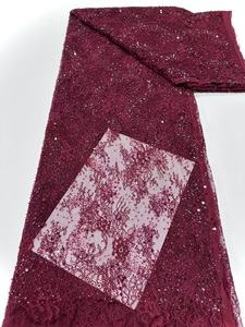 Bán Buôn Đầy Màu Sắc Bling Bling Tỏa Sáng Sequin Thêu Pháp Lưới Chất Liệu Ren Vải 3M Một Mảnh Cho Phụ Nữ Ăn Mặc - Product Image 3