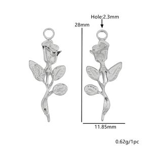 Colgante de flor de acero inoxidable, dijes de rosa y girasol, accesorio de joyería DIY para hacer collares y pendientes, colgantes de moda unisex - Product Image 3