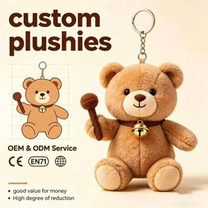 Wholesale Custom Bell <b>Bear</b> Plush Keychain, Stuffed Teddy Charm, <b>Cute</b> Kawaii Bag Accessory for Kids Gift - Product Image 1